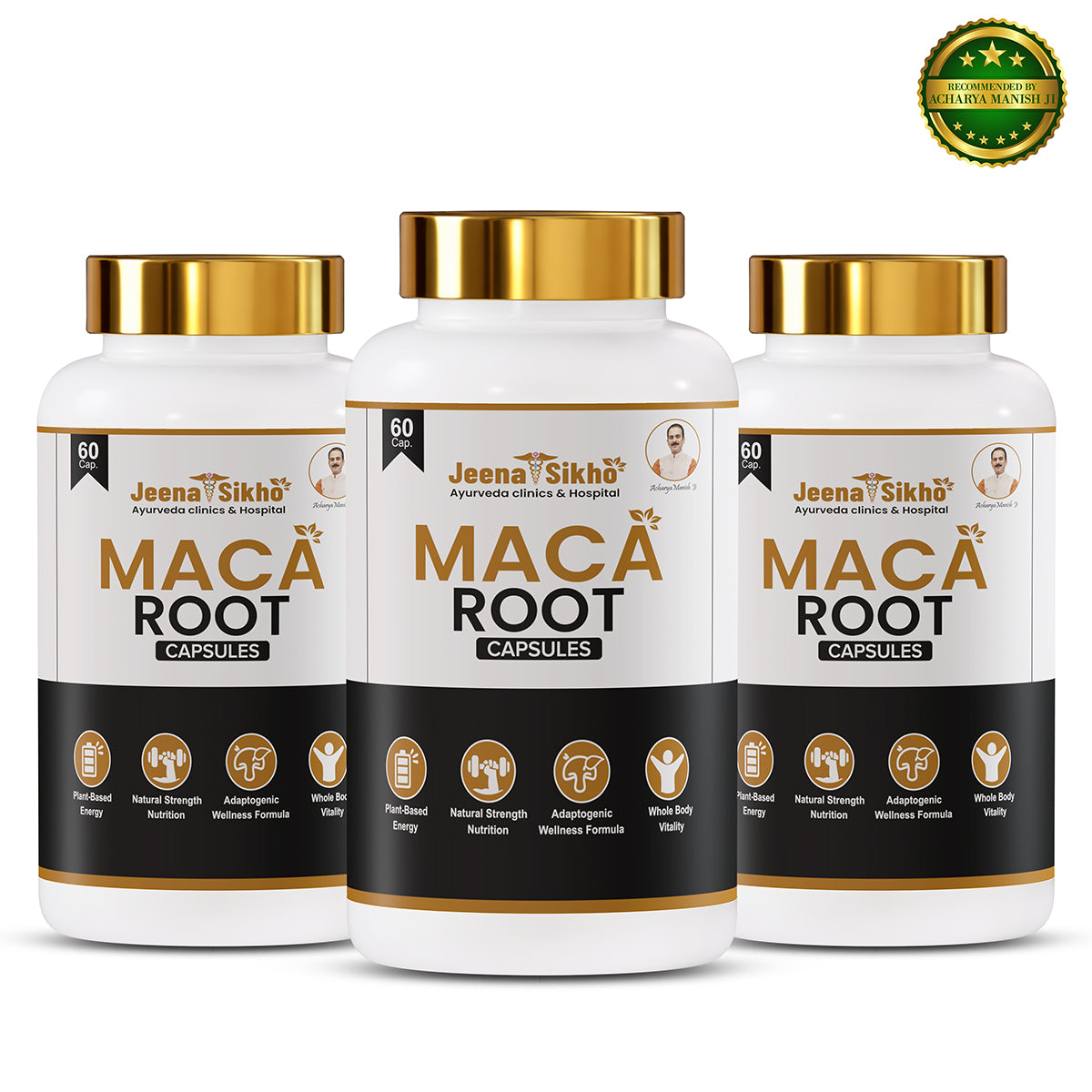 Maca Root Capsules by Jeena Sikho supporting plant-based energy, strength nutrition, adaptogenic wellness and daily vitality