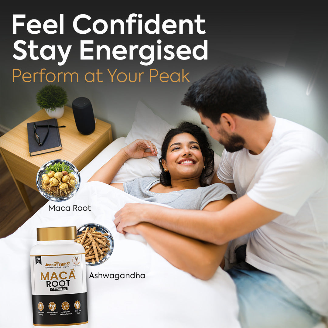 Maca Root Supplement with Ashwagandha supporting energy, confidence, stamina and daily wellness with natural ingredients