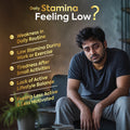 Low stamina banner showing weakness, tiredness, low energy and reduced activity concerns before choosing Maharaja Powder wellness support