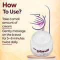 Narirtva B Care Ayurvedic Breast Care Cream usage guide showing gentle massage application and daily skincare routine