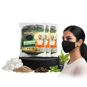 Ayurmask Pollution Shield Mask | Ayurvedic Herbal Face Mask with Activated Charcoal | Reusable & Breathable | Daily Use Mask