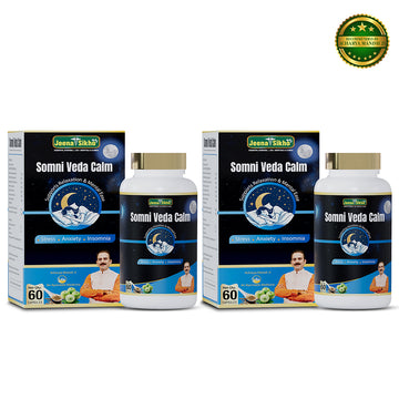 Somni Veda Calm Capsules pack with Ashwagandha and Brahmi for relaxation, mental peace and restful sleep support
