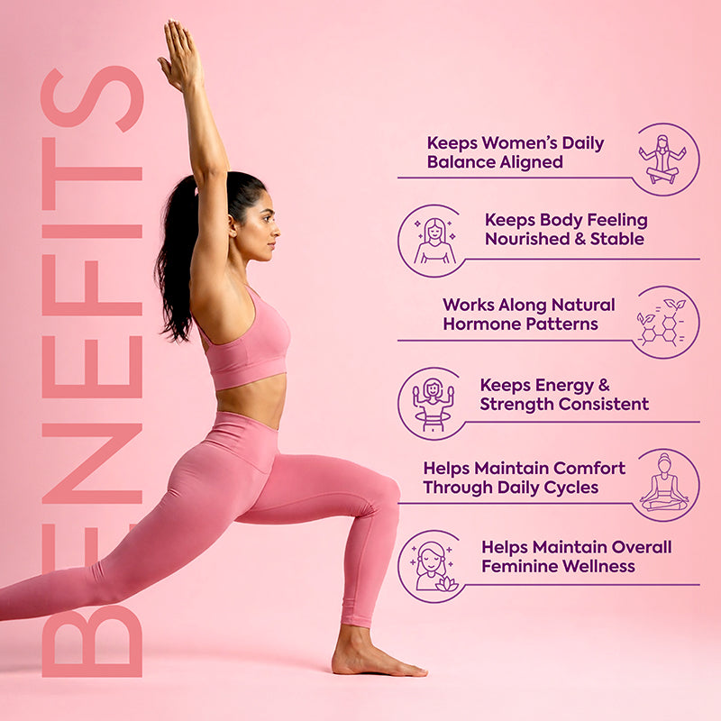 Striveda Granules benefits include women's daily balance, hormonal wellness support, energy, strength, cycle comfort and nourishment